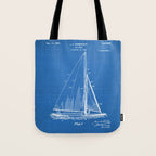 Sailboat Patent - Yacht Art - Blueprint Tote Bag Gallery Image 1
