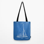 Sailboat Patent - Yacht Art - Blueprint Tote Bag Gallery Image 2