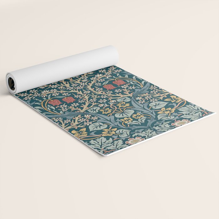 William Morris Vintage Blackthorn Indigo Blue 1892 Yoga Mat Gallery Image 2
