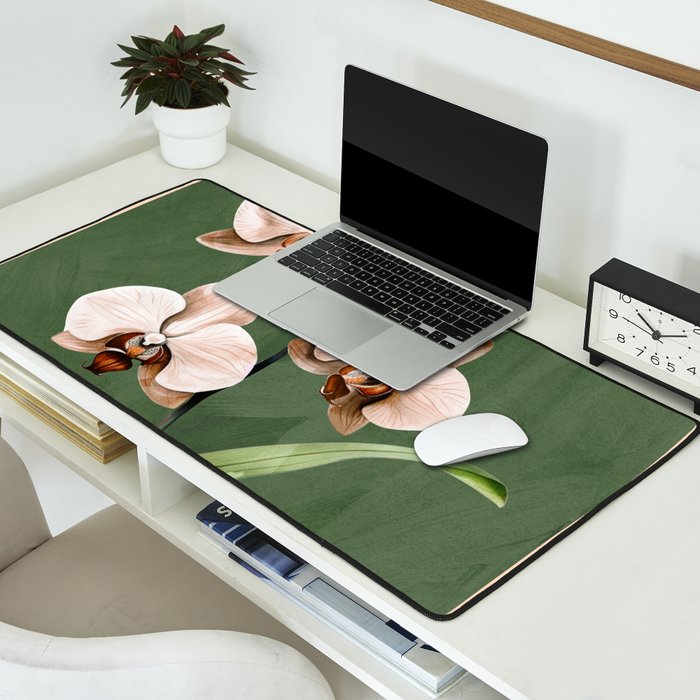 White Orchid Floral Art 4  Desk Mat Gallery Image 2