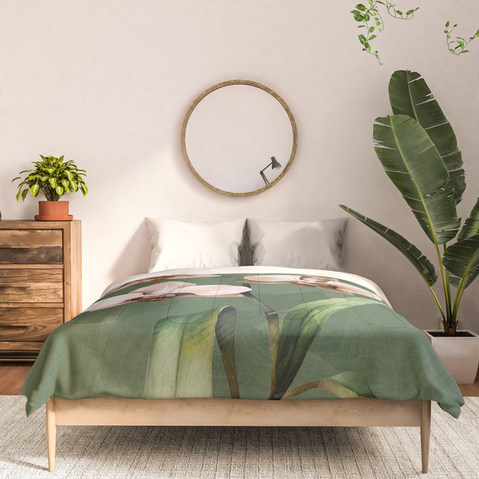 White Orchid Floral Art 4  Comforter Gallery Image 3