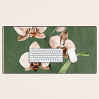 White Orchid Floral Art 4  Desk Mat Gallery Image 1
