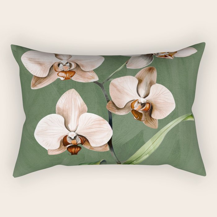 White Orchid Floral Art 4  Rectangular Pillow Gallery Image 1