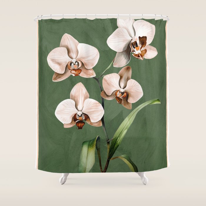 White Orchid Floral Art 4  Shower Curtain Gallery Image 1