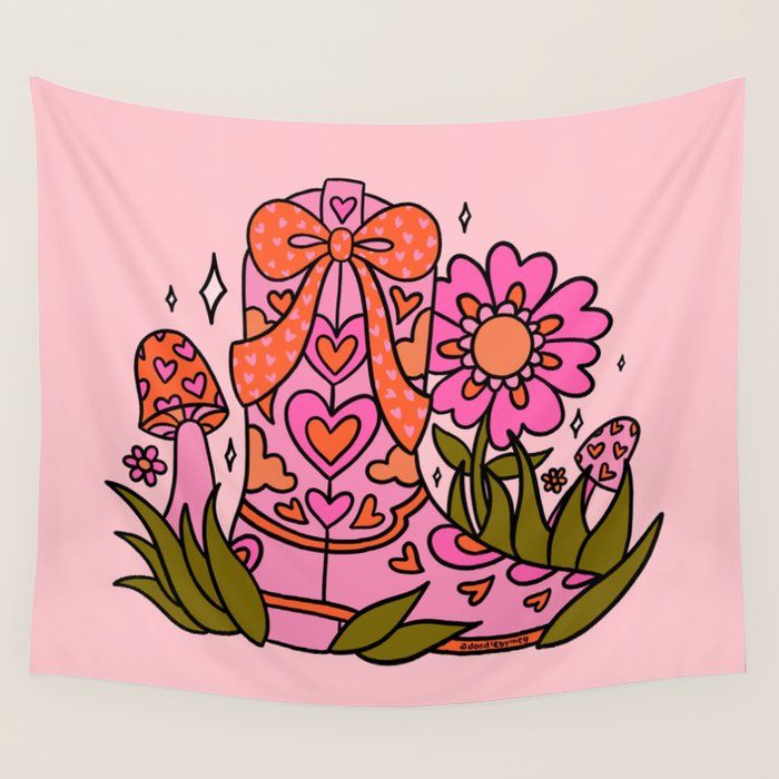 Bow Cowgirl Boot Wall Tapestry Gallery Image 1