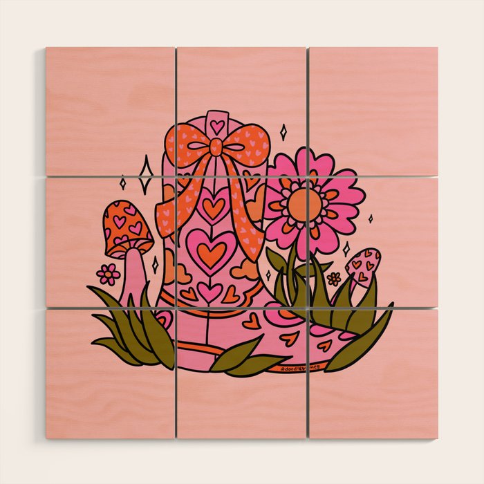 Bow Cowgirl Boot Wood Wall Art Gallery Image 1