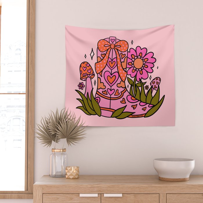 Bow Cowgirl Boot Wall Tapestry Gallery Image 2