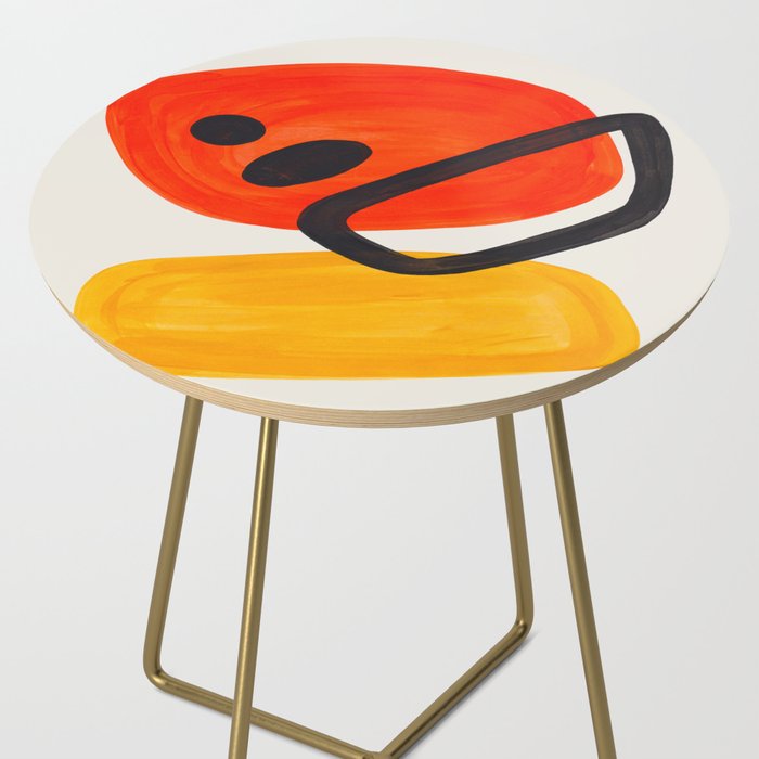 Colorful Mid Century Modern Abstract Fun Shapes Patterns Space Age Orange Yellow Orbit Bubbles Side Table Gallery Image 2
