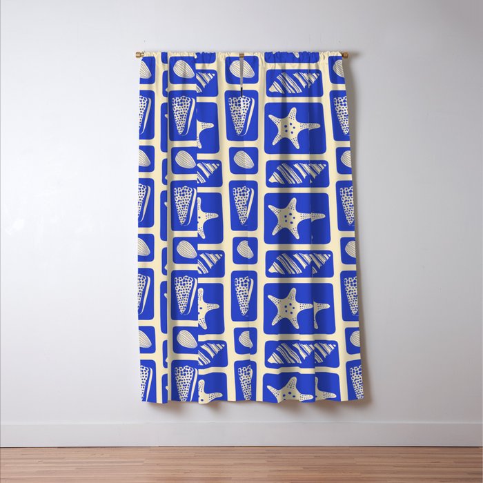 Vintage marine sea shell art pattern Window Curtain Gallery Image 3