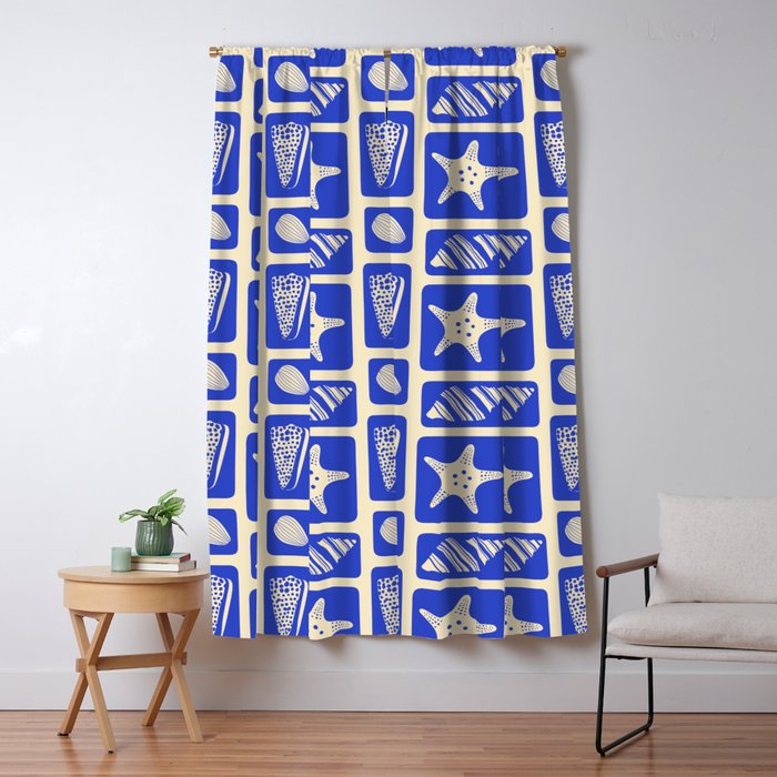 Vintage marine sea shell art pattern Window Curtain Gallery Image 1