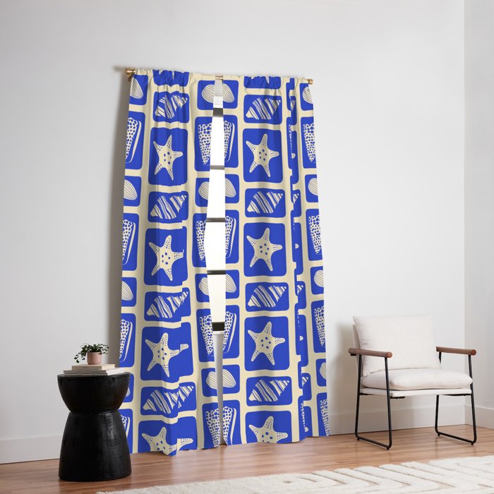 Vintage marine sea shell art pattern Window Curtain Gallery Image 2