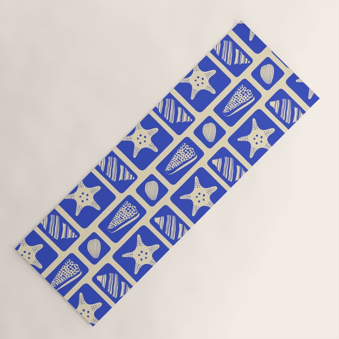 Vintage marine sea shell art pattern Yoga Mat Gallery Image 1