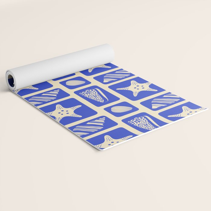 Vintage marine sea shell art pattern Yoga Mat Gallery Image 2