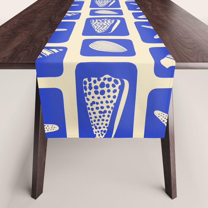 Vintage marine sea shell art pattern Table Runner Gallery Image 1