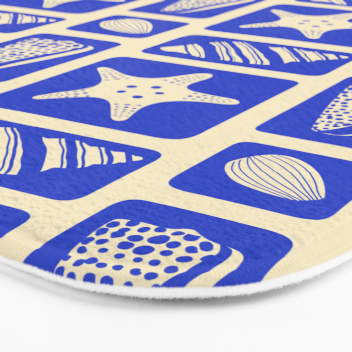 Vintage marine sea shell art pattern Bath Mat Gallery Image 3
