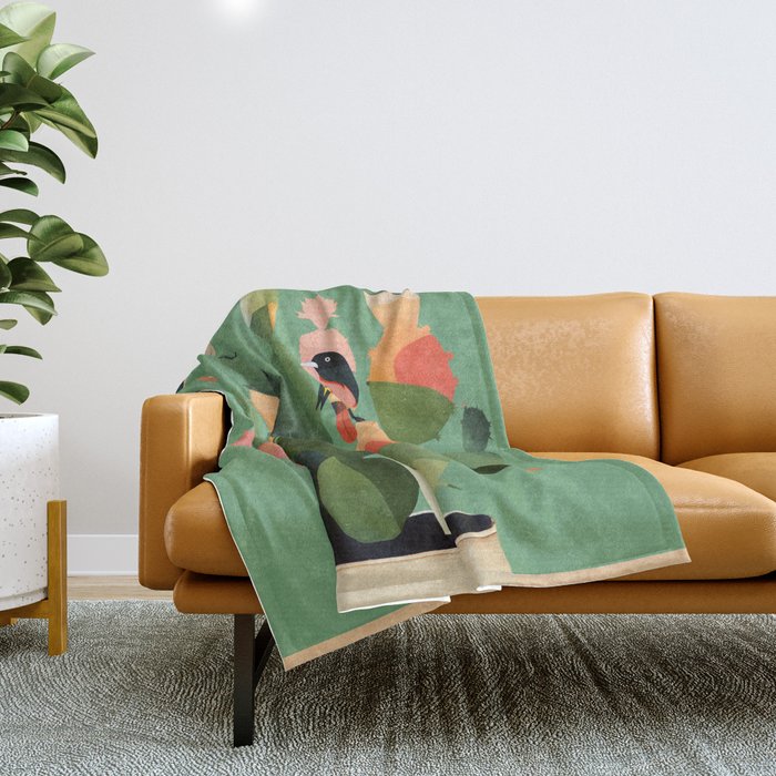 Cactus & Birds 3 Throw Blanket Gallery Image 1