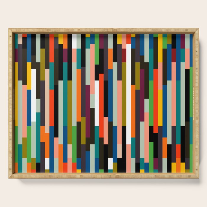 mid century stripes geometry retro Serving Tray Gallery Image 1