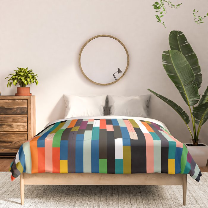 mid century stripes geometry retro Comforter Gallery Image 3
