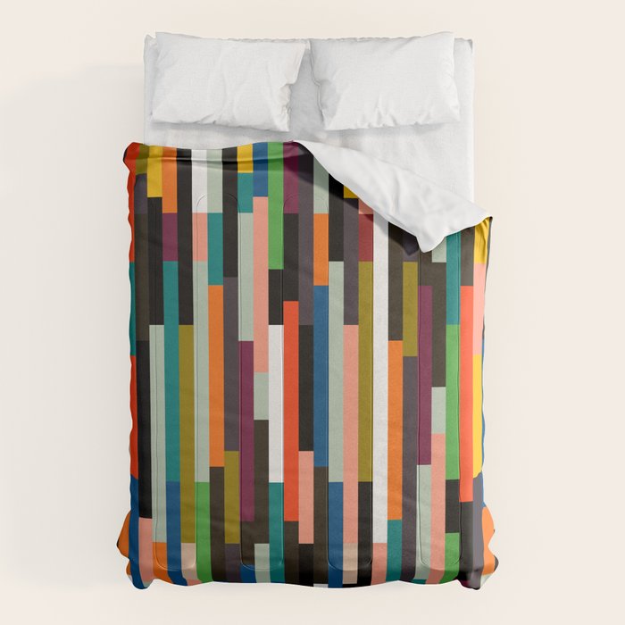 mid century stripes geometry retro Comforter Gallery Image 6