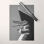 Gatorland Zoo alligator statue Route 1 St. Augustine, Florida everglades black and white photograph Wrapping Paper Gallery Image 1