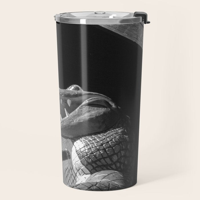 Gatorland Zoo alligator statue Route 1 St. Augustine, Florida everglades black and white photograph Travel Mug Gallery Image 2