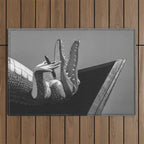 Gatorland Zoo alligator statue Route 1 St. Augustine, Florida everglades black and white photograph Outdoor Rug Gallery Image 1