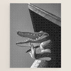 Gatorland Zoo alligator statue Route 1 St. Augustine, Florida everglades black and white photograph Jigsaw Puzzle Gallery Image 1