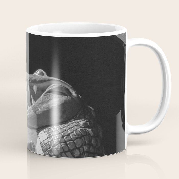 Gatorland Zoo alligator statue Route 1 St. Augustine, Florida everglades black and white photograph Coffee Mug Gallery Image 1