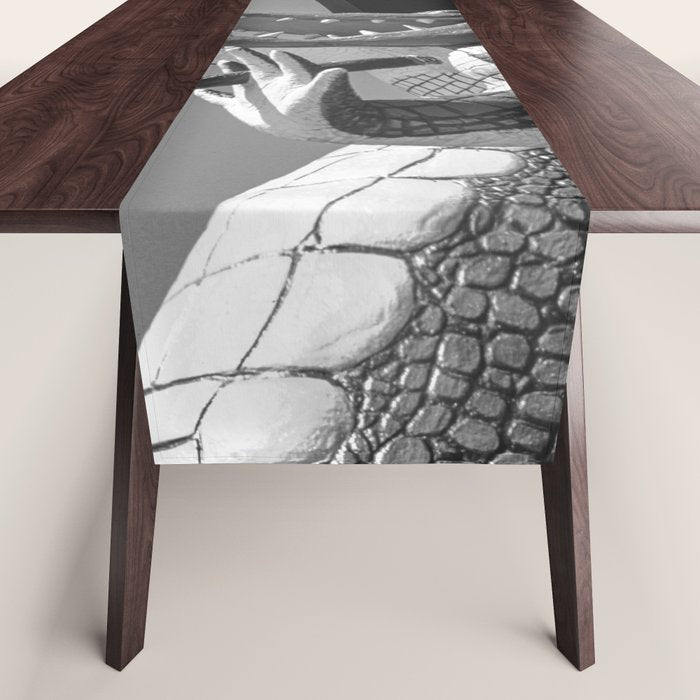 Gatorland Zoo alligator statue Route 1 St. Augustine, Florida everglades black and white photograph Table Runner Gallery Image 1