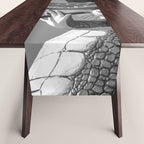Gatorland Zoo alligator statue Route 1 St. Augustine, Florida everglades black and white photograph Table Runner Gallery Image 1
