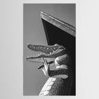 Gatorland Zoo alligator statue Route 1 St. Augustine, Florida everglades black and white photograph Tablecloth Gallery Image 2