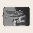 Gatorland Zoo alligator statue Route 1 St. Augustine, Florida everglades black and white photograph Laptop Sleeve Gallery Image 1