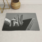 Gatorland Zoo alligator statue Route 1 St. Augustine, Florida everglades black and white photograph Rug Gallery Image 1