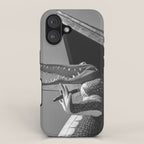 Gatorland Zoo alligator statue Route 1 St. Augustine, Florida everglades black and white photograph iPhone Case Gallery Image 1