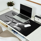 Gatorland Zoo alligator statue Route 1 St. Augustine, Florida everglades black and white photograph Desk Mat Gallery Image 2