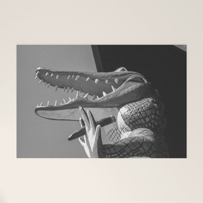 Gatorland Zoo alligator statue Route 1 St. Augustine, Florida everglades black and white photograph Welcome Mat Gallery Image 1