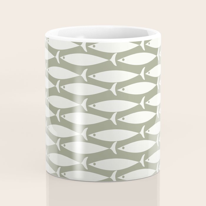 Fish Pattern in Sage Coffee Mug Gallery Image 4