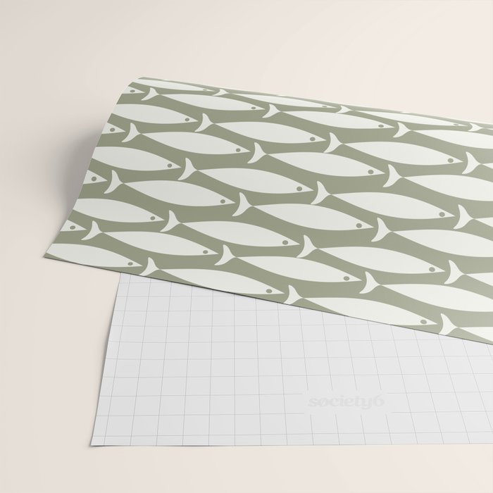 Fish Pattern in Sage Wrapping Paper Gallery Image 2