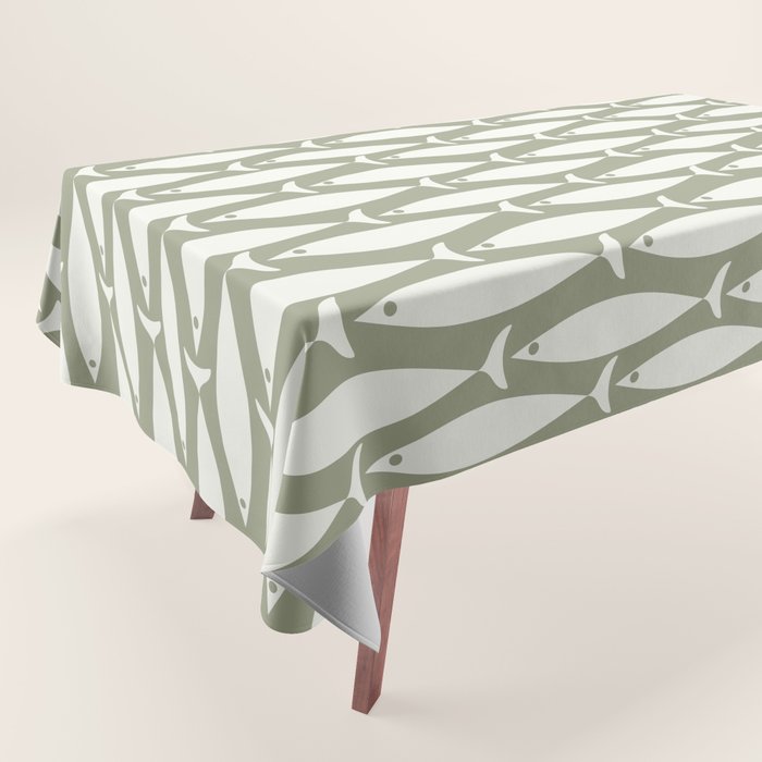 Fish Pattern in Sage Tablecloth Gallery Image 1