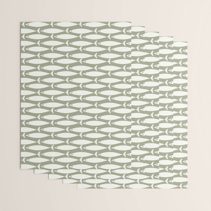 Fish Pattern in Sage Wrapping Paper Gallery Image 3
