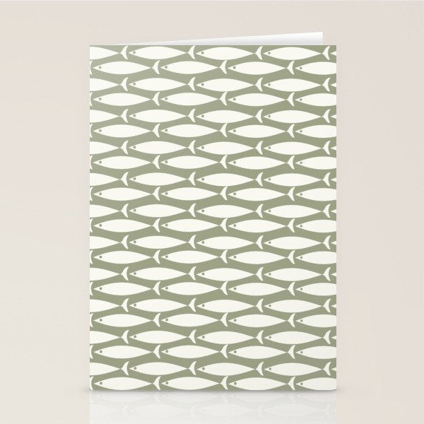 Fish Pattern in Sage Stationery Card Gallery Image 2