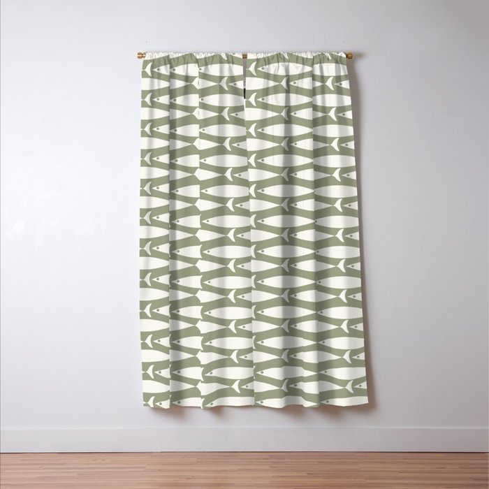 Fish Pattern in Sage Window Curtain Gallery Image 3