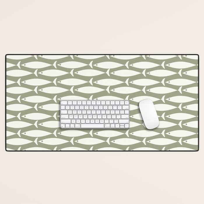 Fish Pattern in Sage Desk Mat Gallery Image 1