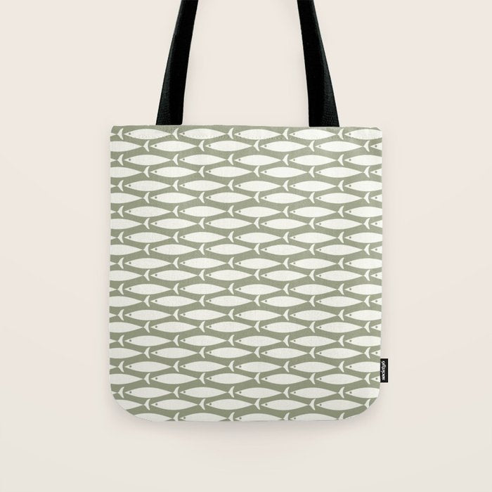 Fish Pattern in Sage Tote Bag Gallery Image 1