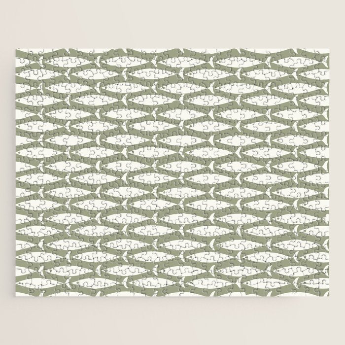 Fish Pattern in Sage Jigsaw Puzzle Gallery Image 1