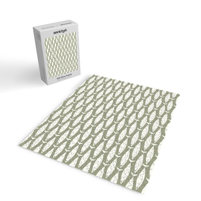 Fish Pattern in Sage Jigsaw Puzzle Gallery Image 2
