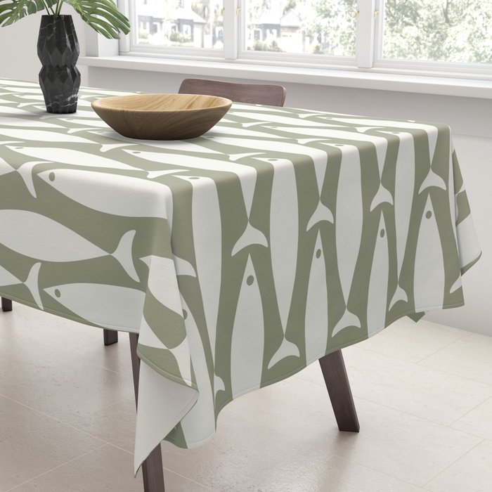 Fish Pattern in Sage Tablecloth Gallery Image 3