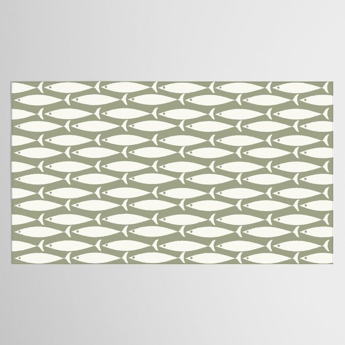 Fish Pattern in Sage Tablecloth Gallery Image 2