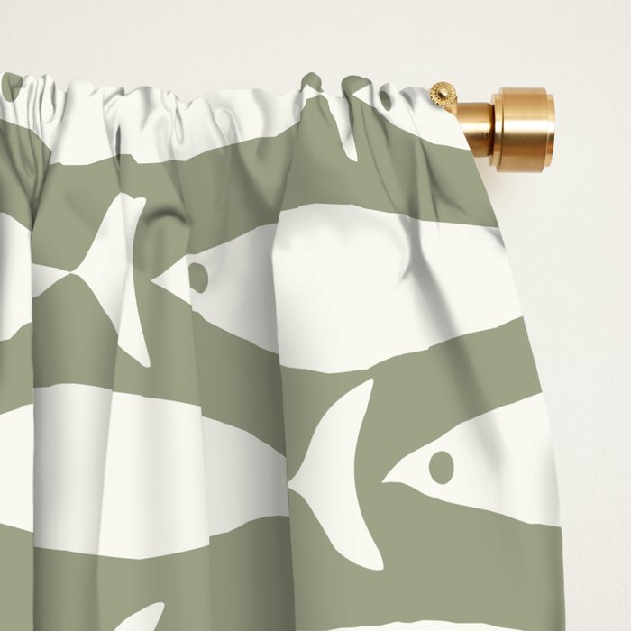 Fish Pattern in Sage Window Curtain Gallery Image 2