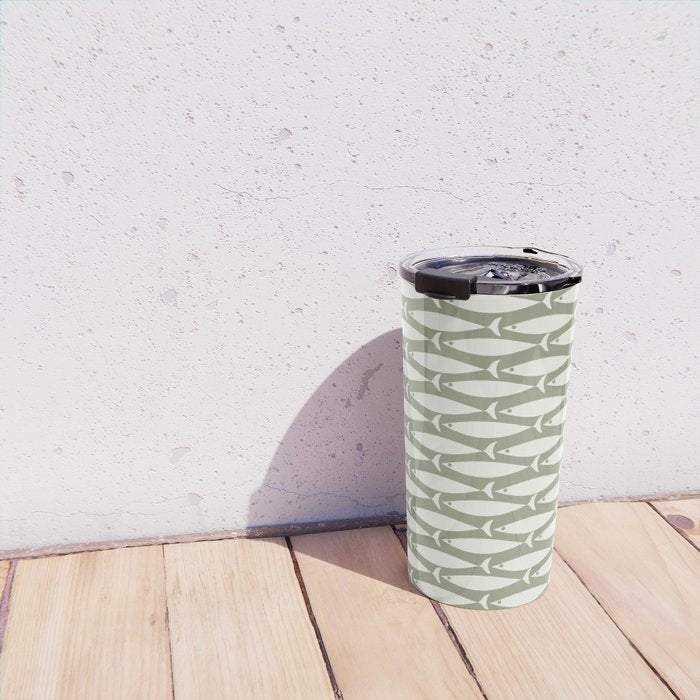Fish Pattern in Sage Travel Mug Gallery Image 4
